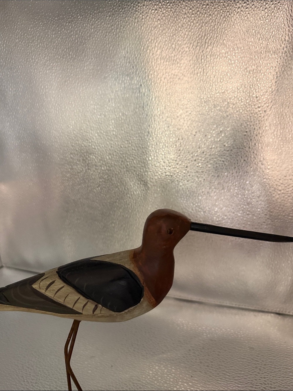 Handcrafted Wooden Shorebird Figurine - Brown and Black - Picture 9 of 11